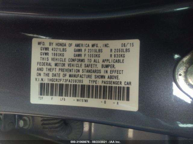 Photo 8 VIN: 1HGCR2F73FA208395 - HONDA ACCORD SEDAN 