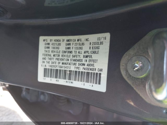 Photo 8 VIN: 1HGCR2F73GA154310 - HONDA ACCORD 