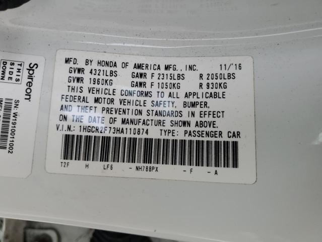 Photo 11 VIN: 1HGCR2F73HA110874 - HONDA ACCORD EX 