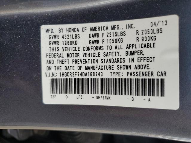 Photo 11 VIN: 1HGCR2F74DA160743 - HONDA ACCORD EX 