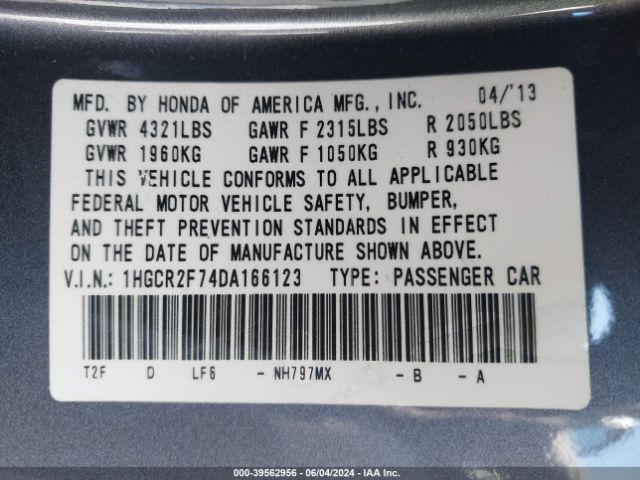 Photo 8 VIN: 1HGCR2F74DA166123 - HONDA ACCORD 