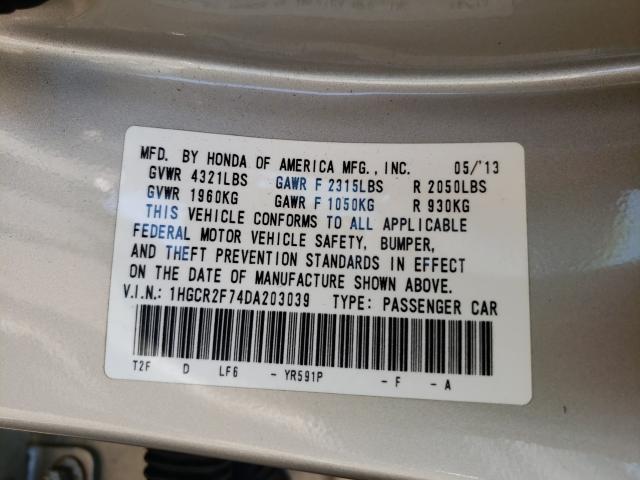 Photo 9 VIN: 1HGCR2F74DA203039 - HONDA ACCORD EX 