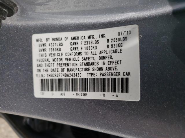 Photo 9 VIN: 1HGCR2F74DA243430 - HONDA ACCORD EX 