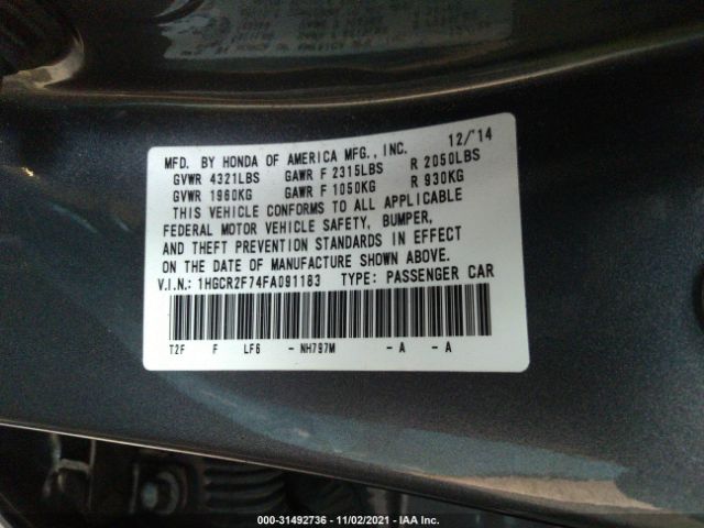 Photo 8 VIN: 1HGCR2F74FA091183 - HONDA ACCORD SEDAN 