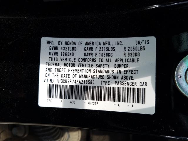 Photo 9 VIN: 1HGCR2F74FA218580 - HONDA ACCORD EX 