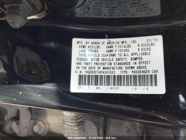 Photo 8 VIN: 1HGCR2F74FA241650 - HONDA ACCORD 