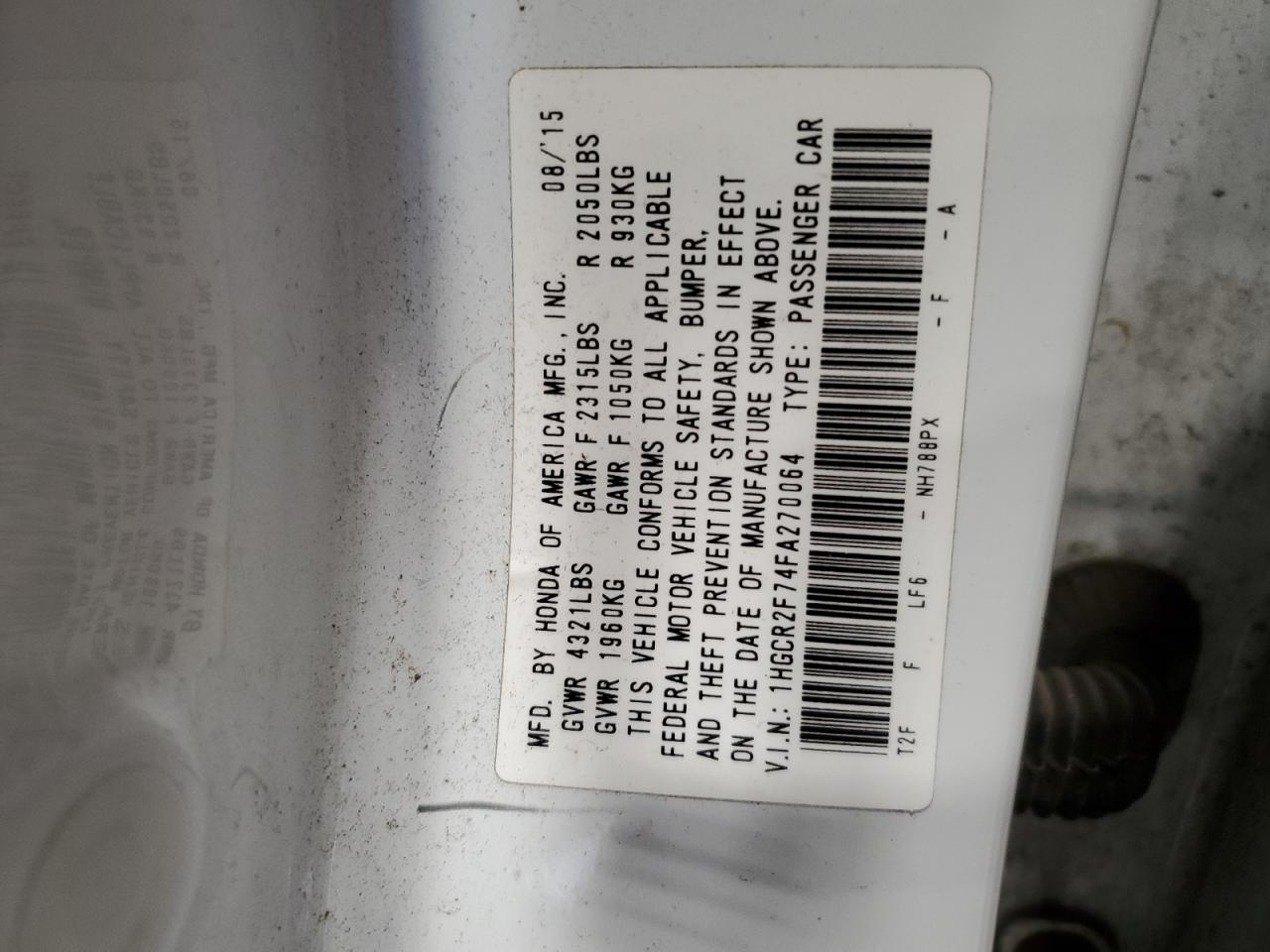 Photo 11 VIN: 1HGCR2F74FA270064 - HONDA ACCORD 