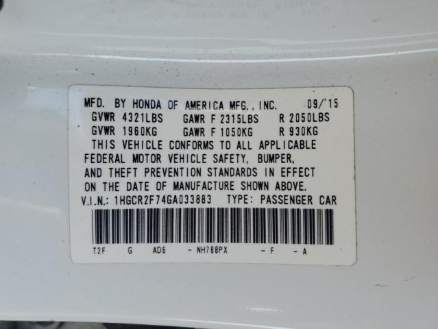 Photo 11 VIN: 1HGCR2F74GA033883 - HONDA ACCORD EX 