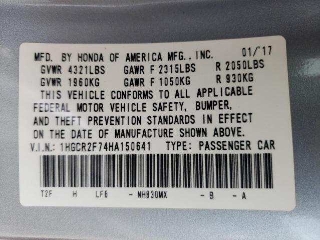 Photo 9 VIN: 1HGCR2F74HA150641 - HONDA ACCORD EX 