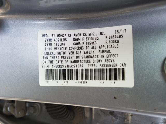 Photo 9 VIN: 1HGCR2F74HA228075 - HONDA ACCORD EX 