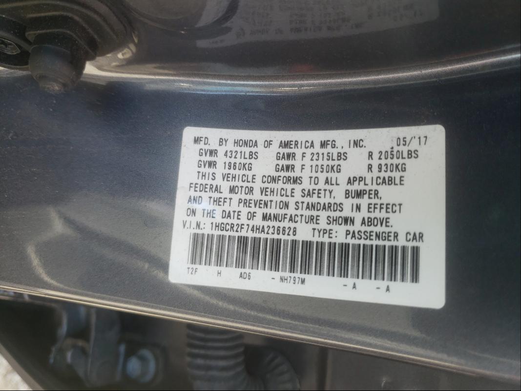 Photo 9 VIN: 1HGCR2F74HA236628 - HONDA ACCORD EX 