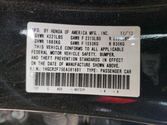 Photo 9 VIN: 1HGCR2F75EA081891 - HONDA ACCORD EX 