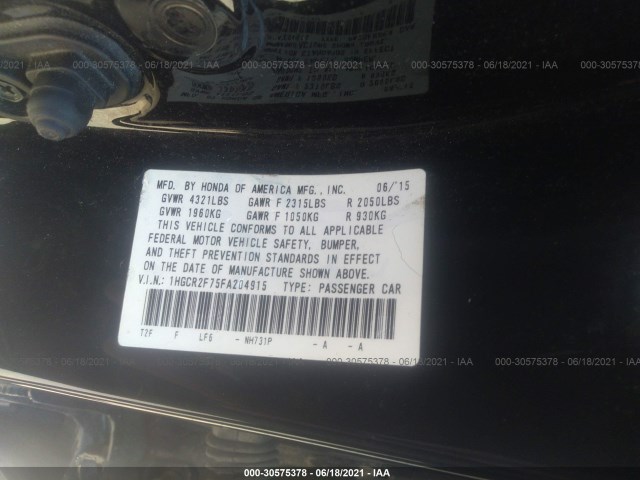 Photo 8 VIN: 1HGCR2F75FA204915 - HONDA ACCORD SEDAN 