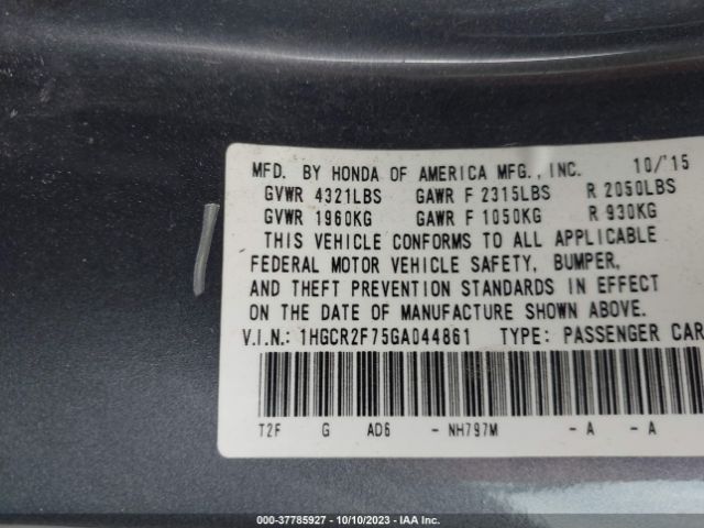 Photo 8 VIN: 1HGCR2F75GA044861 - HONDA ACCORD 