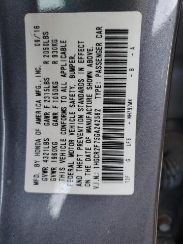 Photo 12 VIN: 1HGCR2F75GA242582 - HONDA ACCORD EX 