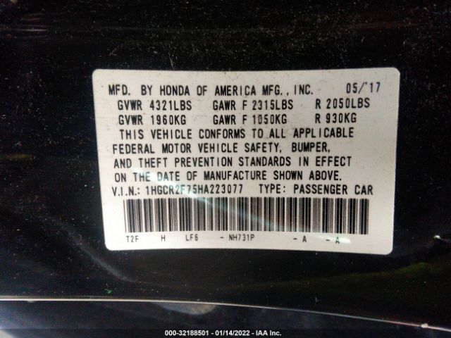 Photo 8 VIN: 1HGCR2F75HA223077 - HONDA ACCORD SEDAN 