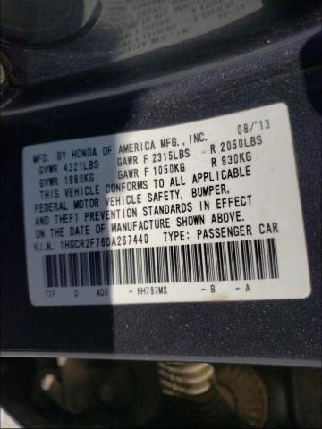 Photo 9 VIN: 1HGCR2F76DA267440 - HONDA ACCORD EX 