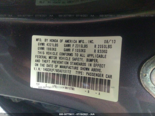 Photo 8 VIN: 1HGCR2F76EA015172 - HONDA ACCORD SEDAN 