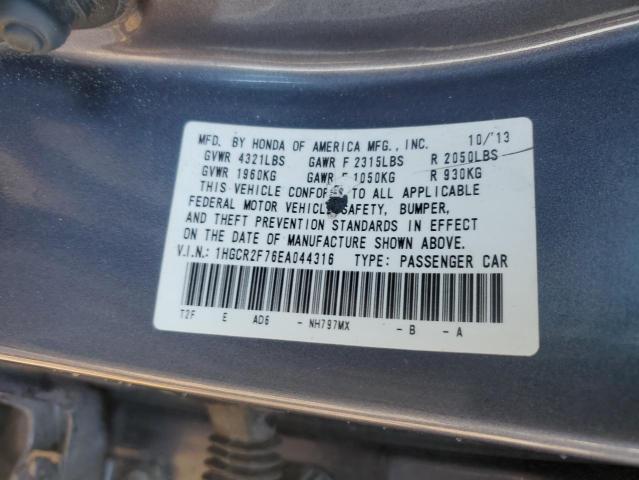 Photo 11 VIN: 1HGCR2F76EA044316 - HONDA ACCORD EX 