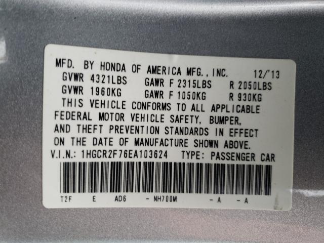 Photo 9 VIN: 1HGCR2F76EA103624 - HONDA ACCORD EX 