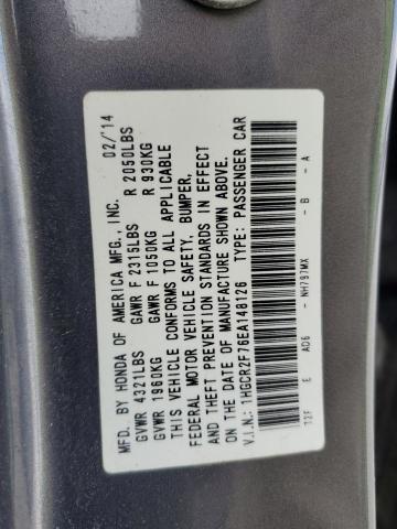 Photo 11 VIN: 1HGCR2F76EA148126 - HONDA ACCORD EX 