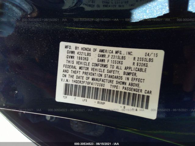 Photo 8 VIN: 1HGCR2F76FA170080 - HONDA ACCORD SEDAN 