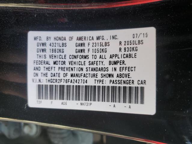 Photo 9 VIN: 1HGCR2F76FA242704 - HONDA ACCORD EX 