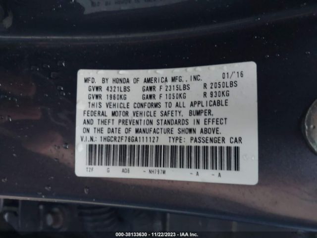 Photo 8 VIN: 1HGCR2F76GA111127 - HONDA ACCORD 