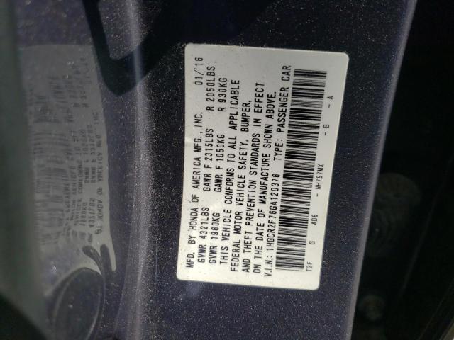 Photo 9 VIN: 1HGCR2F76GA120376 - HONDA ACCORD EX 