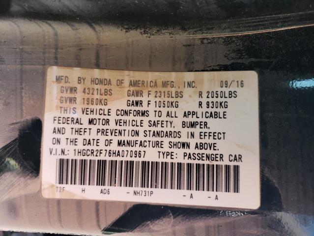 Photo 11 VIN: 1HGCR2F76HA070967 - HONDA ACCORD EX 