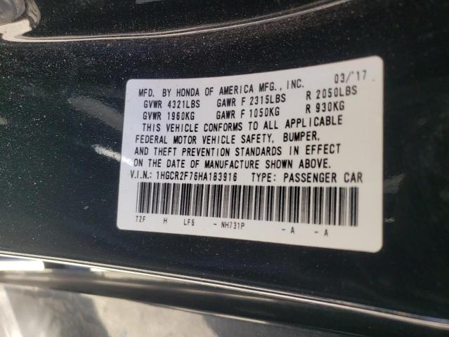 Photo 11 VIN: 1HGCR2F76HA183916 - HONDA ACCORD EX 