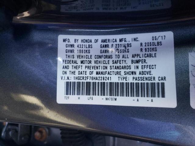 Photo 9 VIN: 1HGCR2F76HA228241 - HONDA ACCORD EX 