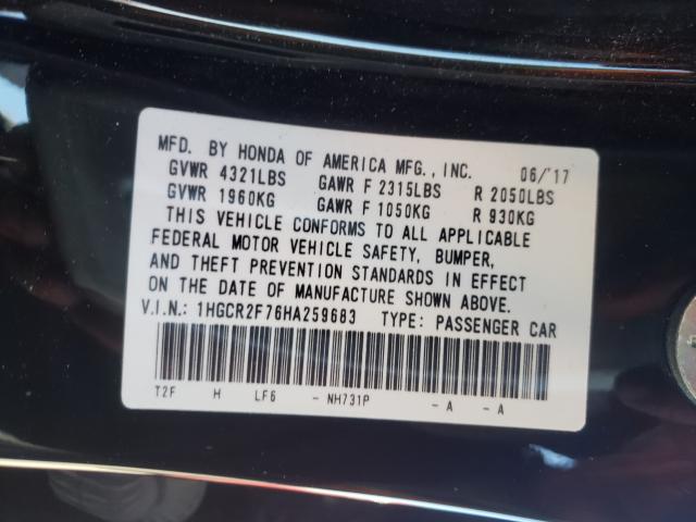 Photo 9 VIN: 1HGCR2F76HA259683 - HONDA ACCORD EX 