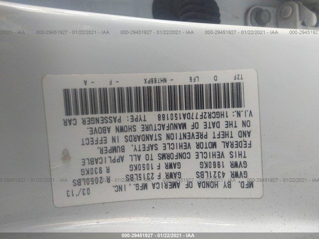 Photo 8 VIN: 1HGCR2F77DA150188 - HONDA ACCORD SDN 