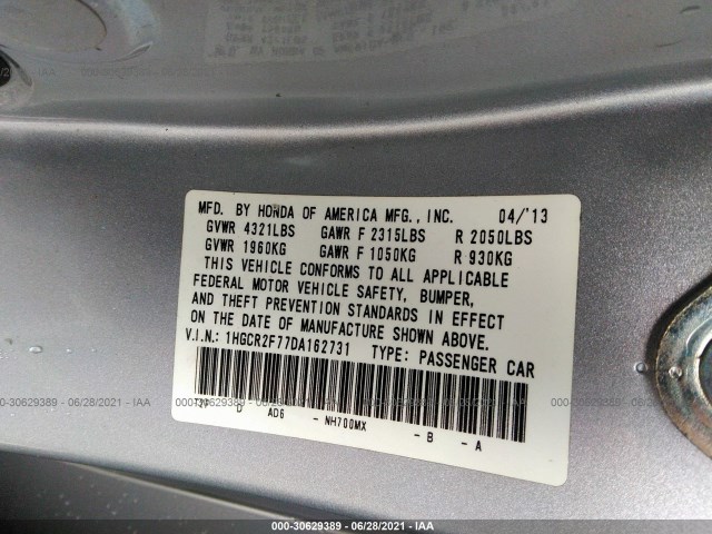 Photo 8 VIN: 1HGCR2F77DA162731 - HONDA ACCORD SDN 