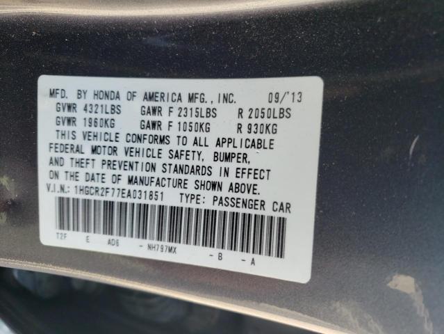 Photo 9 VIN: 1HGCR2F77EA031851 - HONDA ACCORD EX 