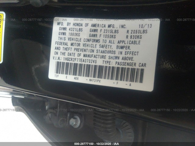 Photo 8 VIN: 1HGCR2F77EA070245 - HONDA ACCORD SEDAN 