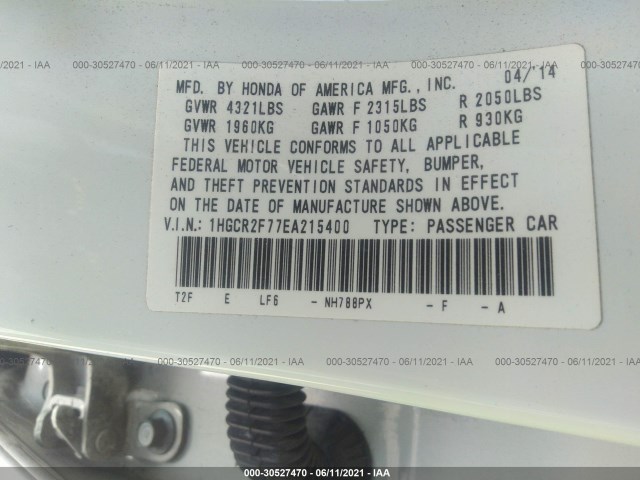 Photo 8 VIN: 1HGCR2F77EA215400 - HONDA ACCORD SEDAN 