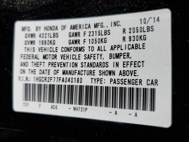 Photo 11 VIN: 1HGCR2F77FA040180 - HONDA ACCORD EX 