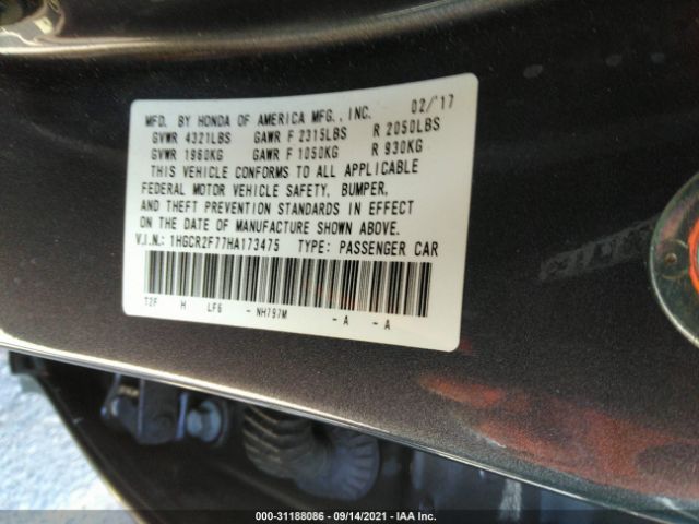 Photo 8 VIN: 1HGCR2F77HA173475 - HONDA ACCORD SEDAN 