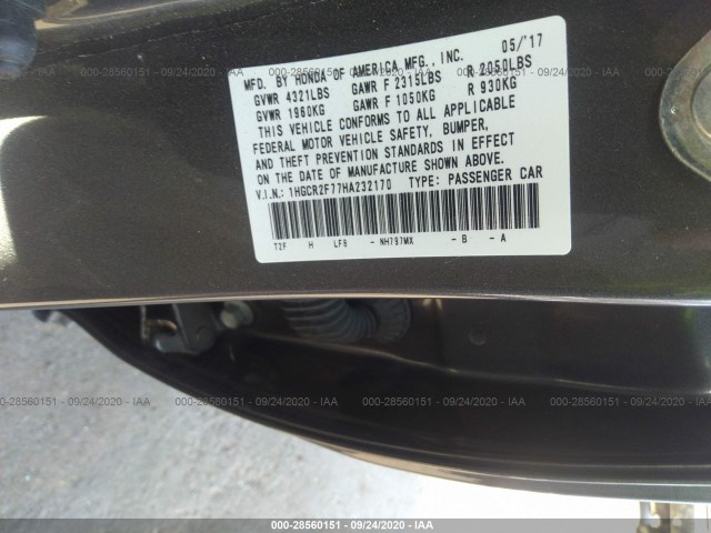 Photo 8 VIN: 1HGCR2F77HA232170 - HONDA ACCORD SEDAN 