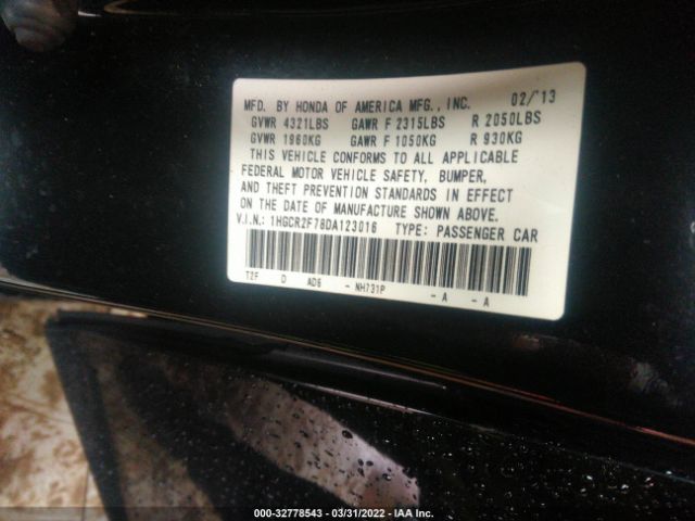 Photo 8 VIN: 1HGCR2F78DA123016 - HONDA ACCORD SDN 