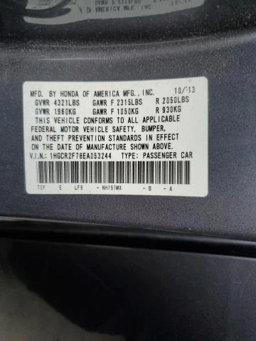 Photo 11 VIN: 1HGCR2F78EA053244 - HONDA ACCORD EX 