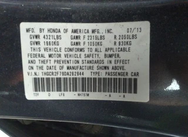 Photo 8 VIN: 1HGCR2F79DA262944 - HONDA ACCORD SDN 