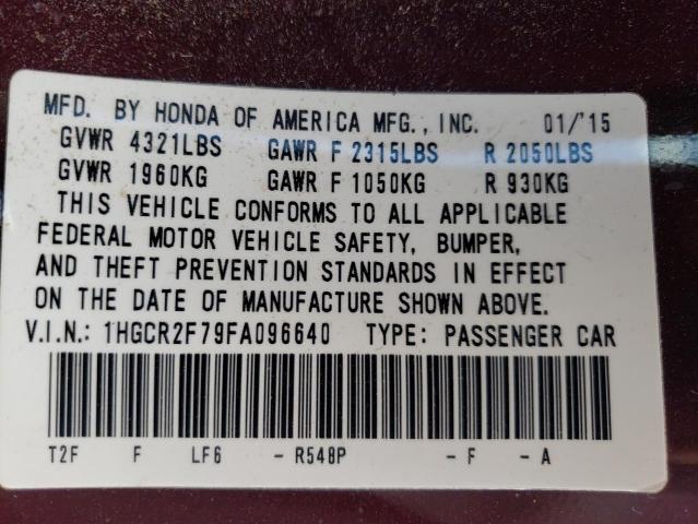 Photo 11 VIN: 1HGCR2F79FA096640 - HONDA ACCORD EX 