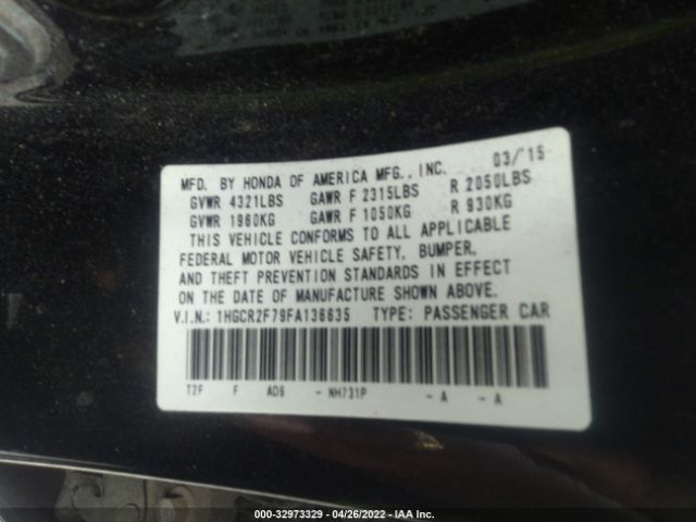 Photo 8 VIN: 1HGCR2F79FA136635 - HONDA ACCORD SEDAN 