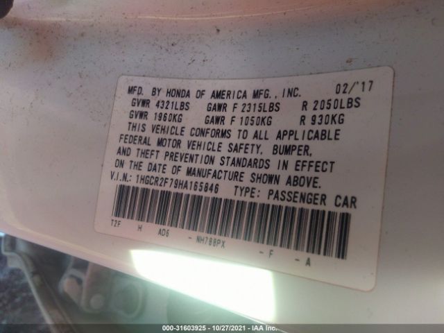 Photo 8 VIN: 1HGCR2F79HA165846 - HONDA ACCORD SEDAN 