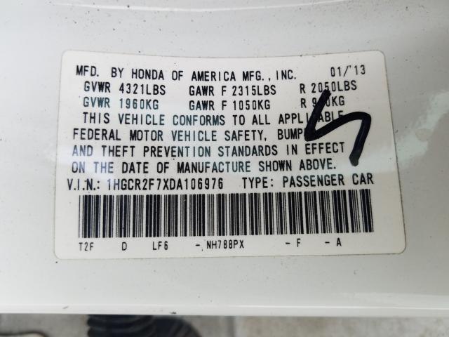 Photo 9 VIN: 1HGCR2F7XDA106976 - HONDA ACCORD EX 