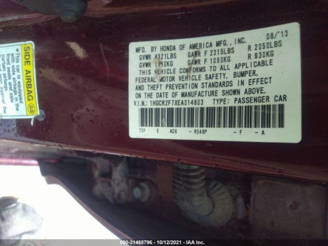 Photo 8 VIN: 1HGCR2F7XEA014803 - HONDA ACCORD SEDAN 