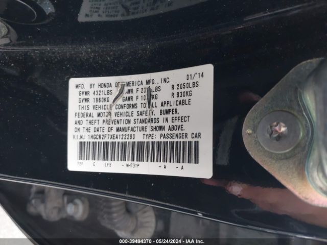 Photo 8 VIN: 1HGCR2F7XEA122290 - HONDA ACCORD 